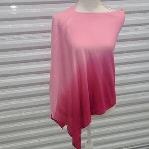 Cejon Poncho Cape Large Pastel Pink Ombre Asymmetrical Pullover Layering Piece